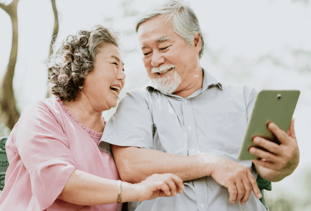 Elderly couple happy